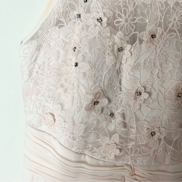 Forever New Women's Maxi Dress Long Lace beaded bodice Chiffon Pale Pink 2 - Picture 8 of 15
